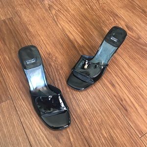 Stuart Weitzman Black Patent Leather Heel Mules Size 7.5